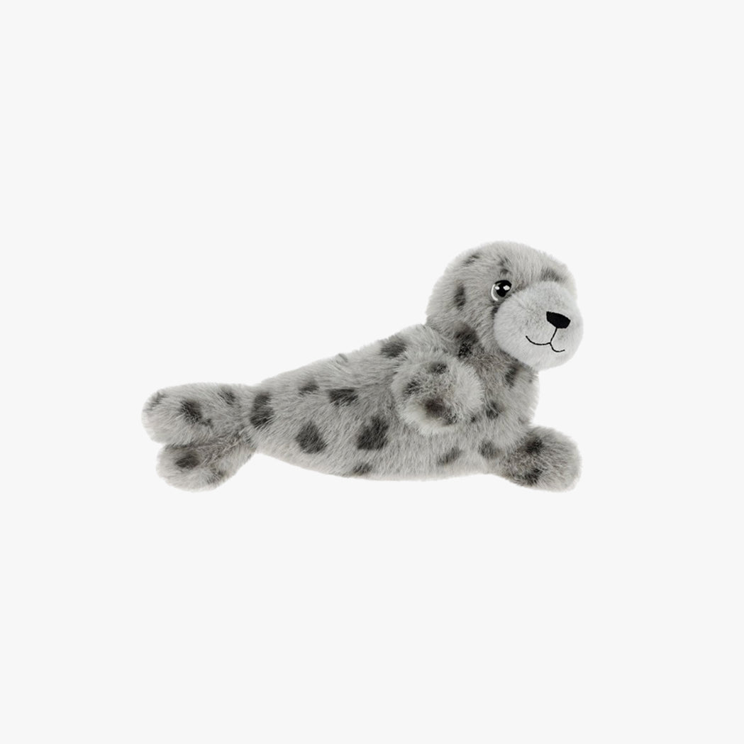 Plush toy seal on a white background
