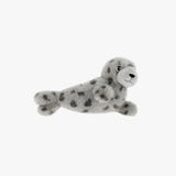 Plush toy seal on a white background