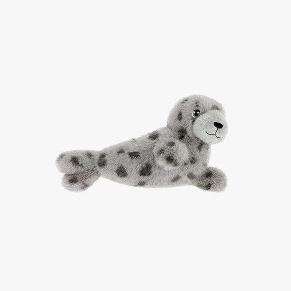 Plush toy seal on a white background